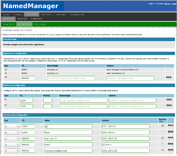 Configuring zone records with NamedManager.