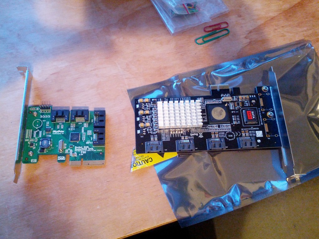 Marvell Chipset-based controller (left) and replacement SiI based controller (right).